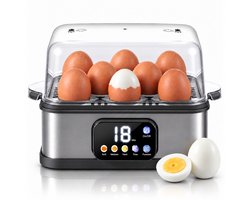 SwayTosh Eierkoker Eggcellent-X800 - LCD Scherm - Tot 8 Eieren Tegelijk - Elektrisch -Kookprogramma's