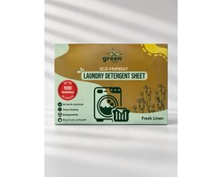 GreenFold Wasstrips – Fresh Linen – 100 Wasbeurten – Wasmiddeldoekjes – Wasdoekjes – Wasmiddel Strips – Wasvellen