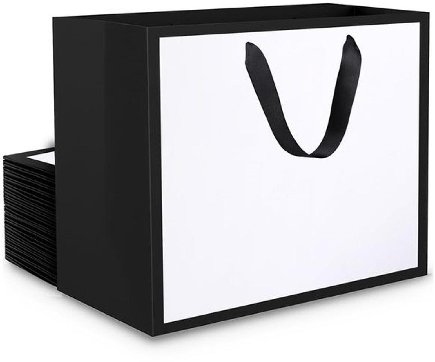 Set van 20 Papieren Draagtasjes in Wit en Zwart voor Cadeaus