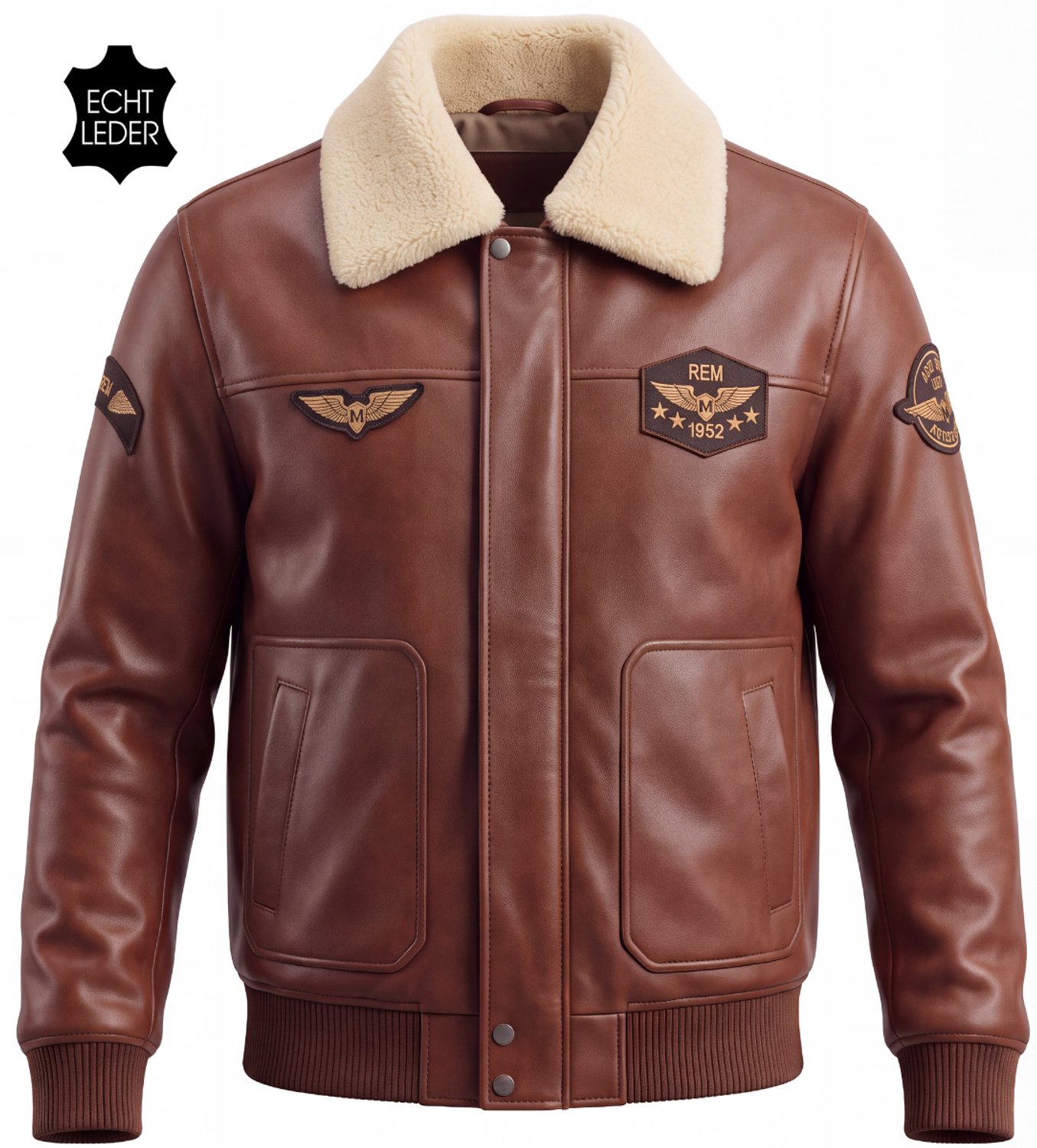 Vinto® Leren Jas Heren - 100% Echt Lams Leer - Winterjas - Biker Jack - Met Zakken en Binnenzak - Tussenjas - Winddicht - Bruin - Maat XL