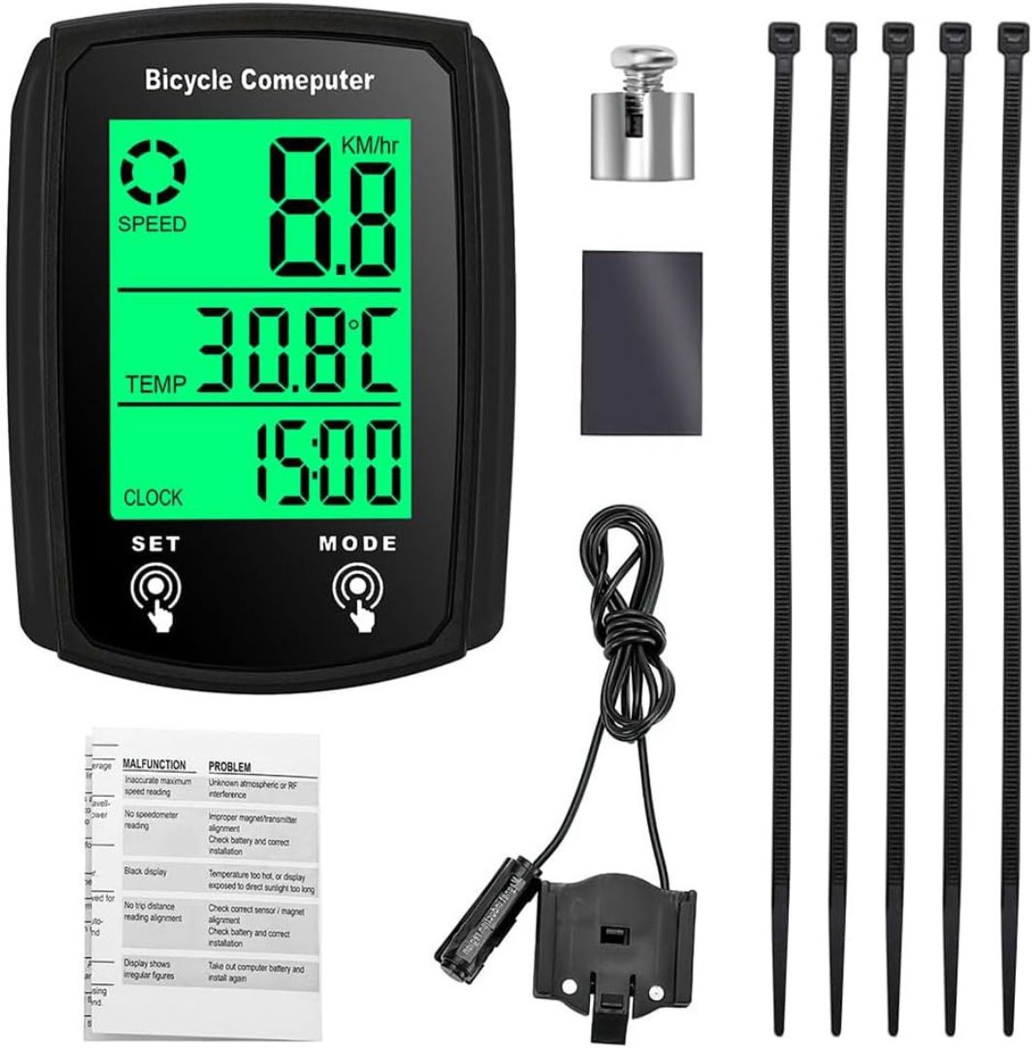 Vantivo® Kilometerteller Fiets - Snelheidsmeter - Fietscomputer Draadloos - Fietsaccessoires