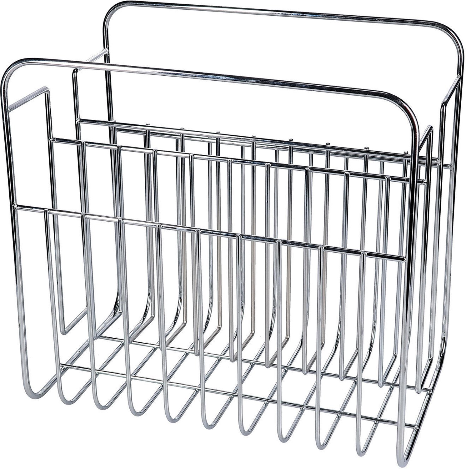 Fameilleur tijdschriftenrek 34x20,5xH33cm chrome Album - metalen lectuurbak en krantenrek, voor tijdschriften, kranten en boeken, servies voor thuis, restaurant en horeca, mooi als cadeau zilver