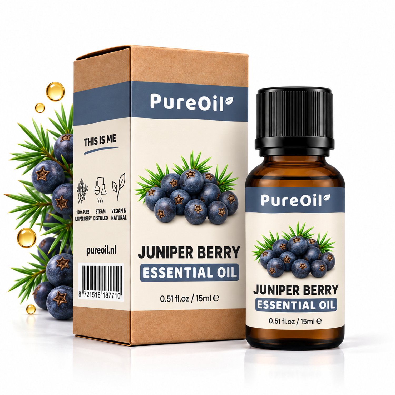 PureOil® – Jeneverbes Etherische Olie – 15ml – 100% Puur, Natuurlijk & Vegan – Voor Huid | Gezicht | Scalp | Diffuser | Aromatherapie