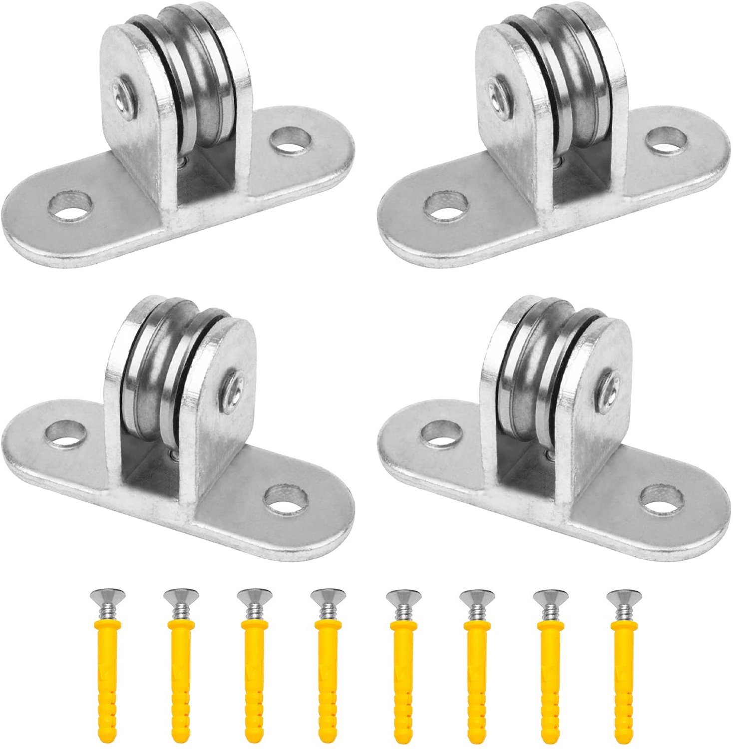 4 Stuks RVS Kabelrollen met Verstelbare Schroeven