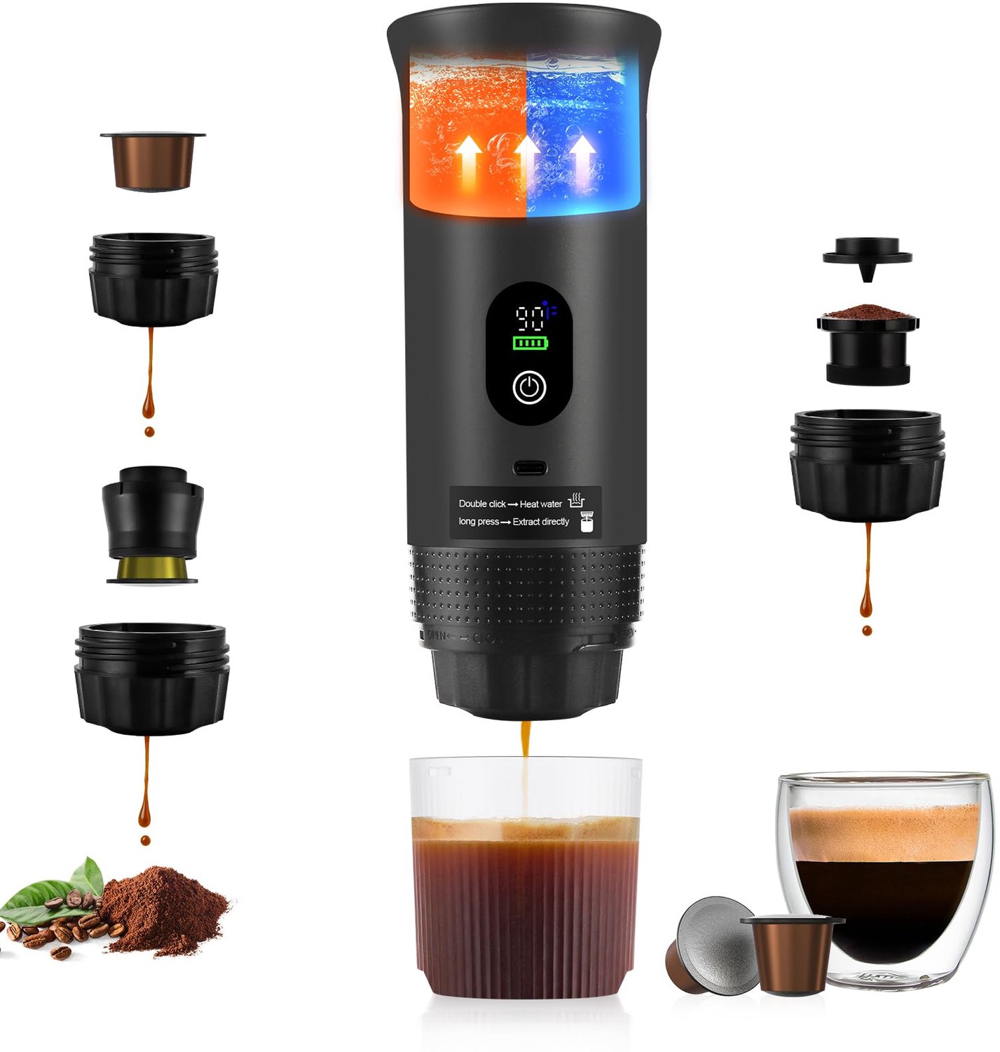 Draagbare Espressomachine 20 Bar Zelfverwarmend 3-in-1