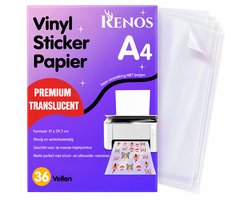 36 Translucent Vinyl Stickervellen A4 – Waterbestendig Stickerpapier voor Inkjet Printers - Geschikt voor Snijmachines