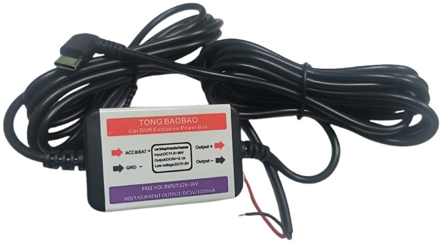Dashcam Hardwire Kit voor Auto met 3 Camera's