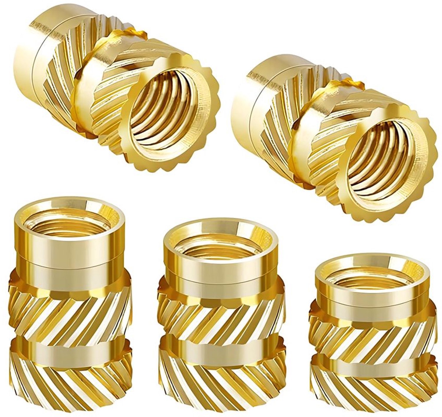 Schroefdraadinzetstukken 100 Stuks - Messing Kartelmoeren - Roestvrij - Corrosiebestendig - Voor 3D-Printeronderdelen - M4 x 10 mm x 6 mm - Inzetmoeren