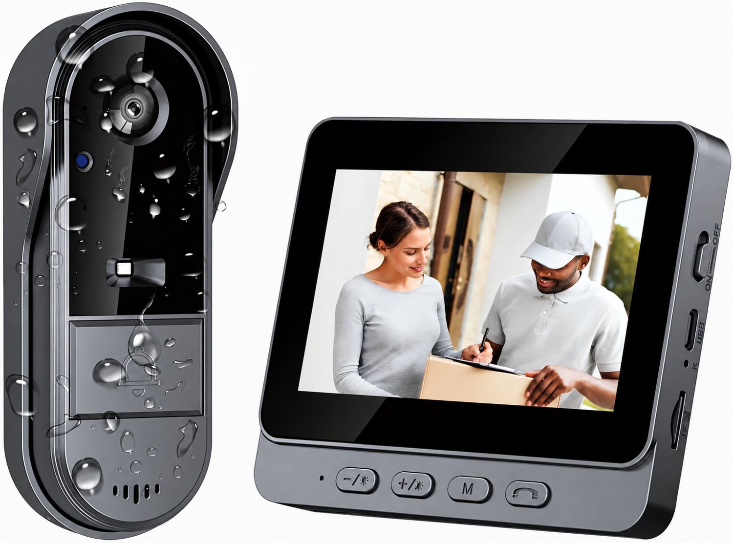 Draadloze Video Deurbel met Camera & 4,3 Inch Scherm – 1080P – 170° Groothoek – Nachtzicht – 2-Weg Audio – IP65 – SD-Opname – Zonder WiFi of App