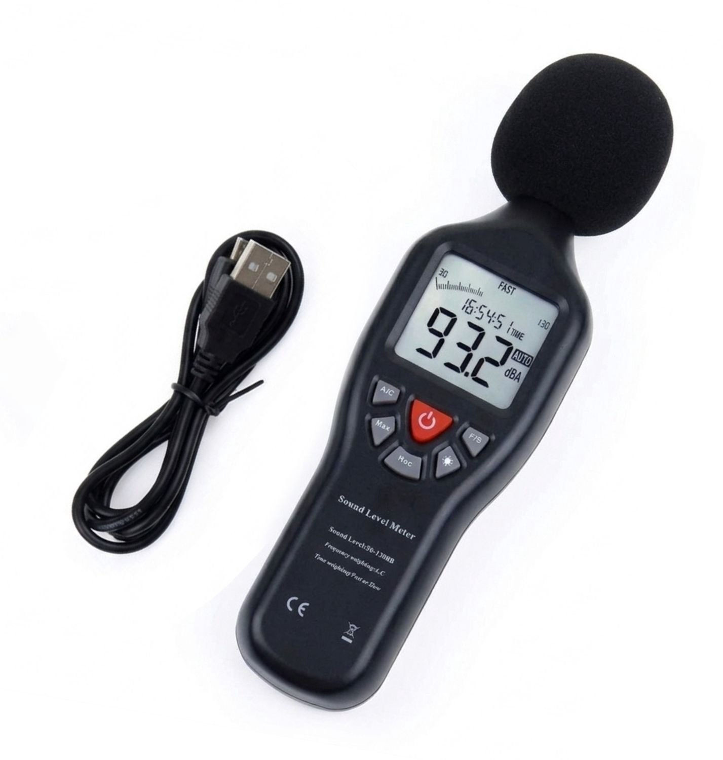 Vantivo® Professionele Decibelmeter - DB Meter - Geluidsmeter Inclusief Batterijen - 30 DB-130 DB - Zwart