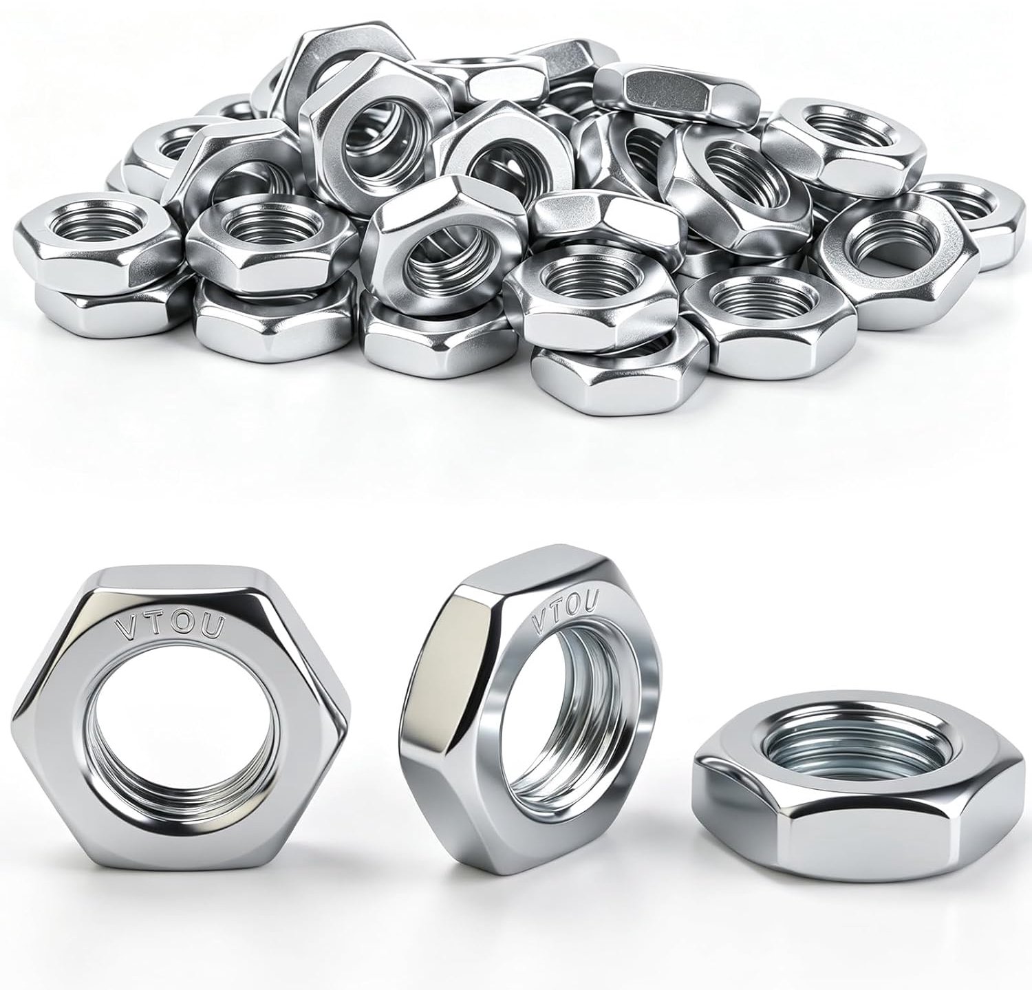 Platte moeren M8 - 50 stuks - Zeskantmoer - Ideaal voor montage en reparatie - ServiceTopper