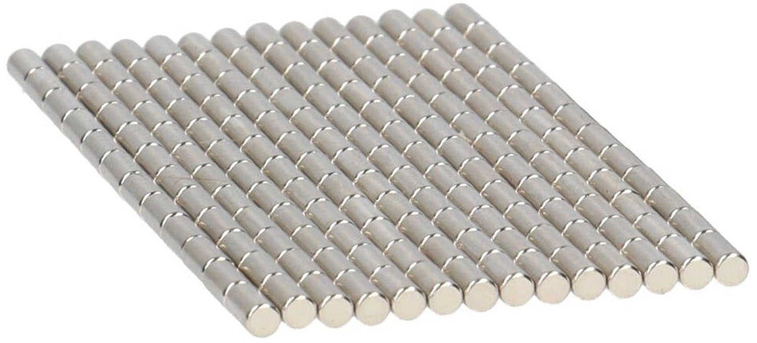 Neodymium Staafmagneet Ø2 x 4 mm N50 NiCuNi – 40 stuks