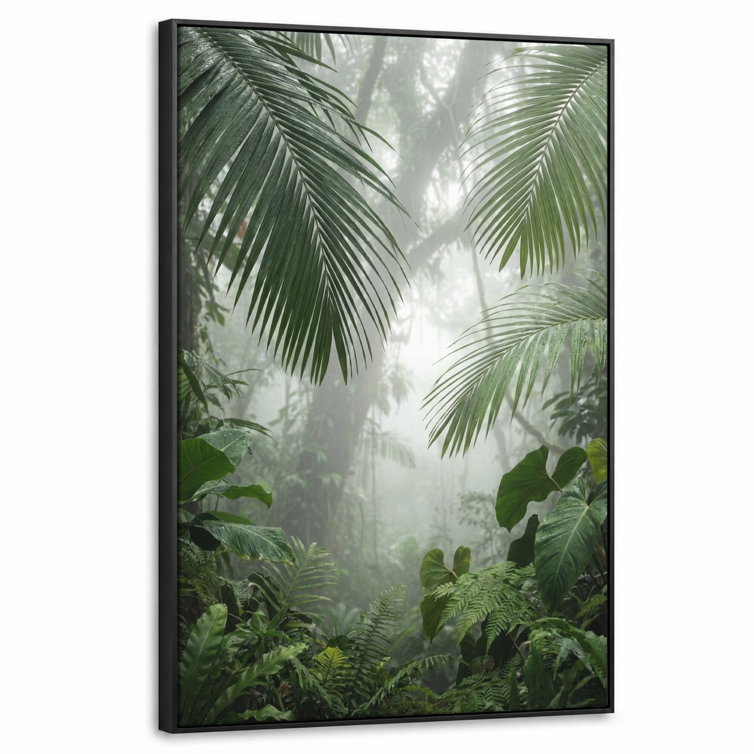 Canvas Schilderij met Baklijst - Natuur - Jungle - Mist - Tropisch - Groen