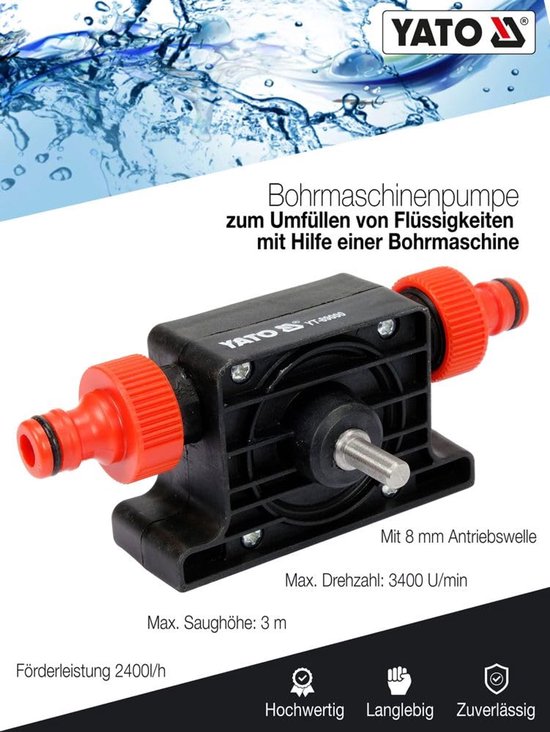 Boormachinepomp, zelfaanzuigend, transferpomp, 8 mm, aandrijving, mini-elektrische boorpomp, pomp voor boormachine, diesel, olie, vloeistof, water — afbeelding 2