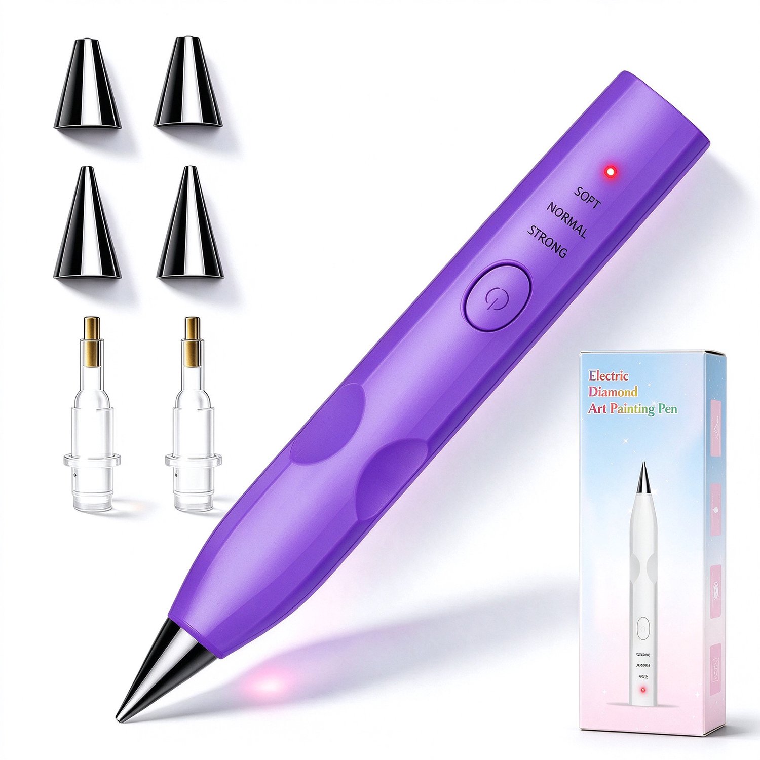 Lifhelpe Elektrische Diamond Painting Pen - Met Verwisselbare Zuignappen - diamond painting pen - Diamond Painting Accessoires - 3 Zuigstanden - ABS Materiaal - Paars