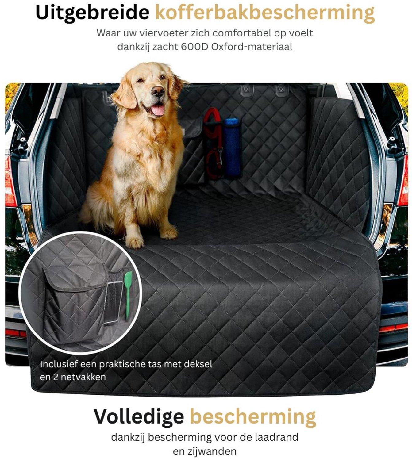 Kofferbak Beschermhoes Hond - Hondenrek Auto - Hondendeken - Zwart