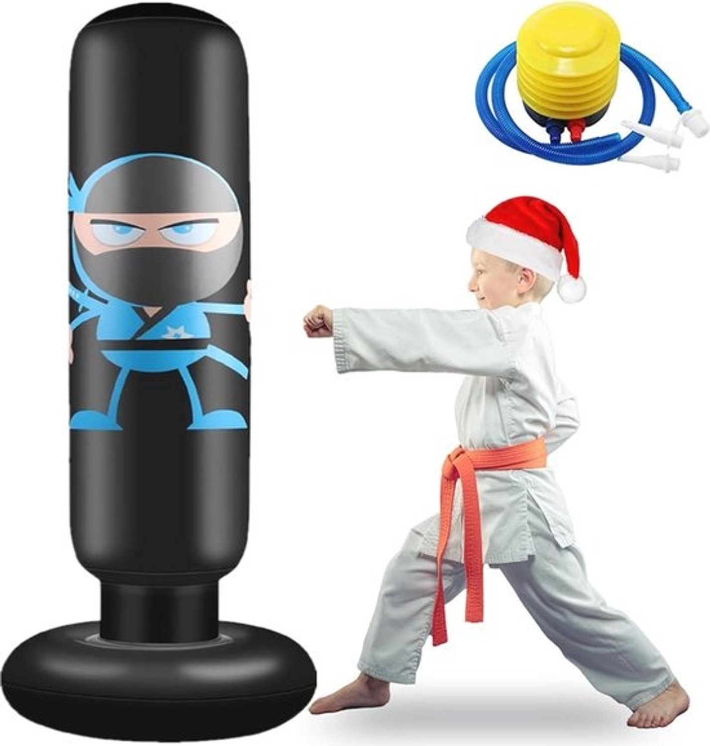 Vrijstaande boksbal voor kinderen - Opblaasbare bokszak voor karate, MMA en fitness - Hoogte 61 cm