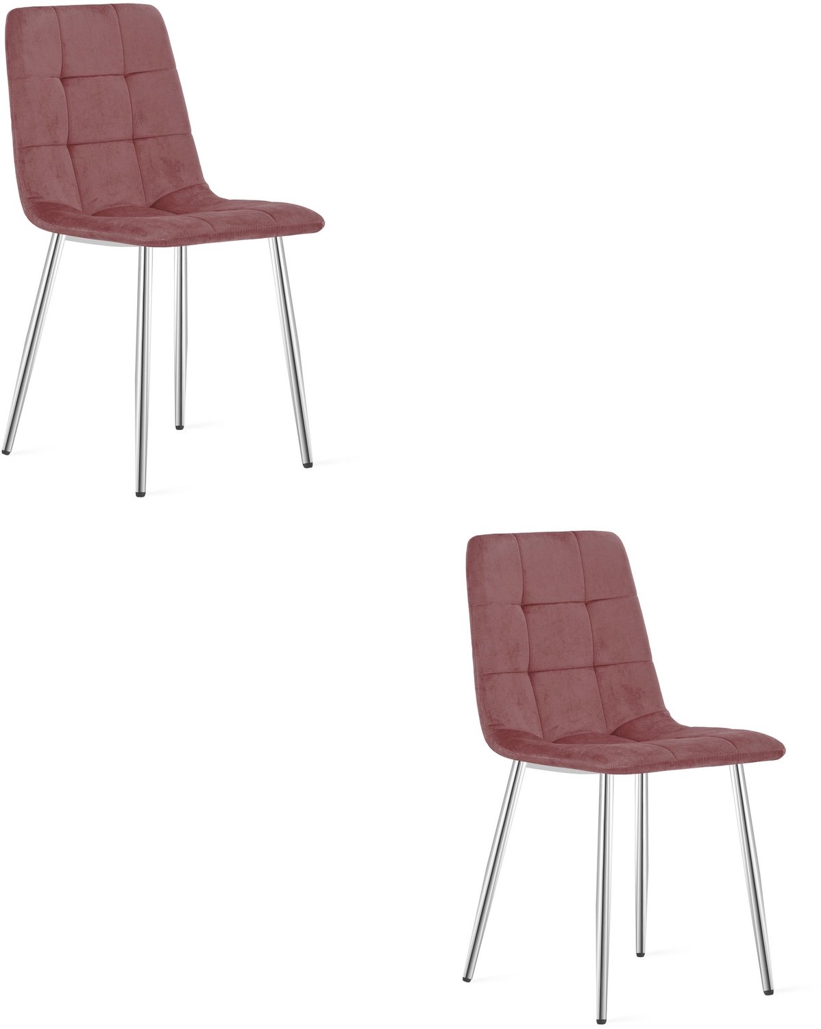 LEOBERT KARA Eetkamerstoelen – Set van 2 – Roze Velvet – Metalen Poten – Comfortabele Ergonomische Zitting – Modern Design – Velvet Stoel voor Woonkamer, Keuken en Eetkamer – Max. 110 kg per Stoel