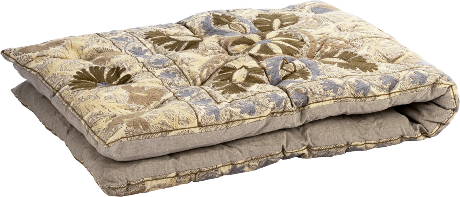 Madam Stoltz - Suzani matraskussen – 70x180 cm – ivory & dusty blue