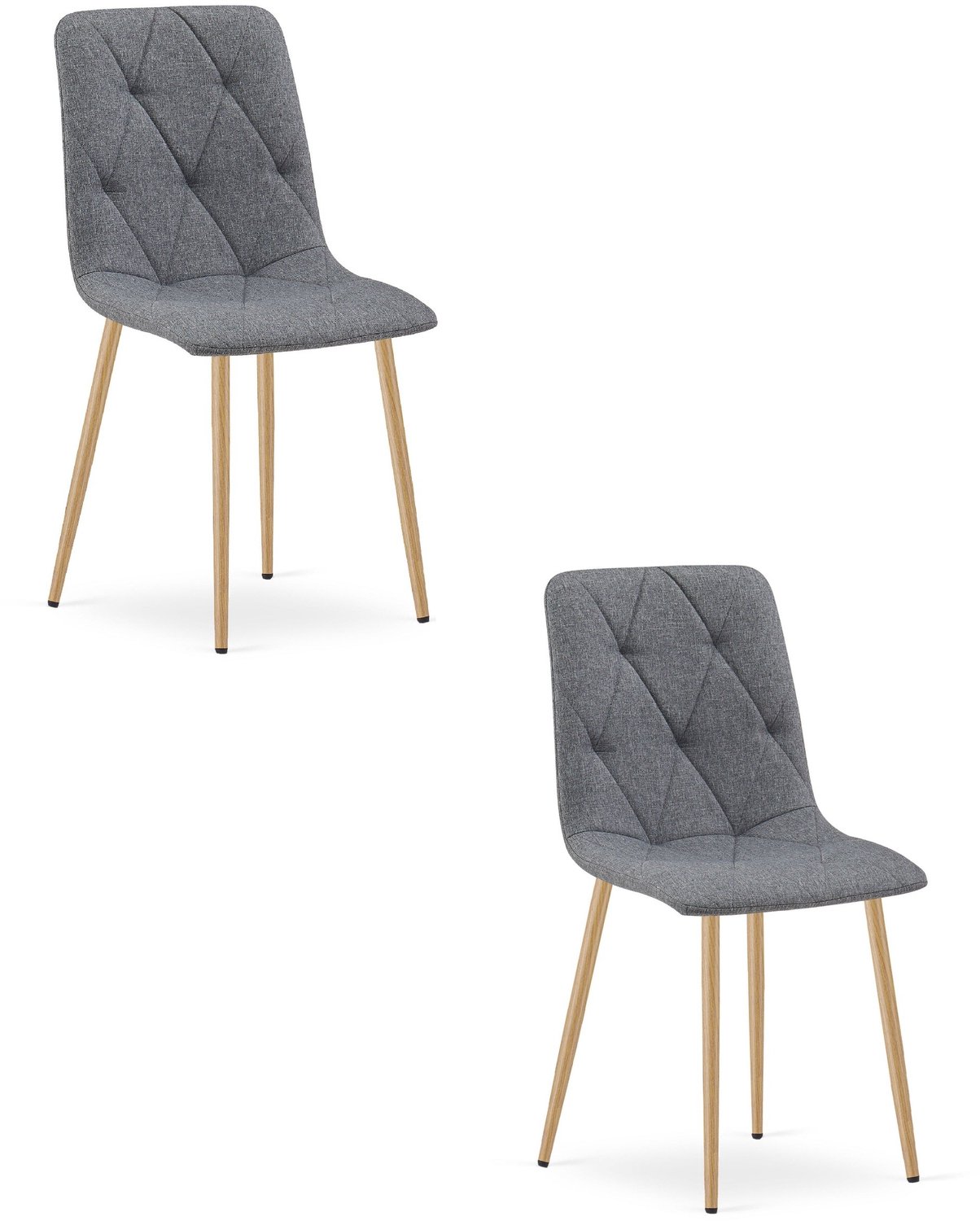 LEOBERT LIBRA Eetkamerstoelen – Set van 2 – Donkergrijs Stof – Houten Poten – Comfortabele Gestoffeerde Zitting – Modern Design – Voor Woonkamer, Keuken en Eetkamer – Max. 110 kg per Stoel