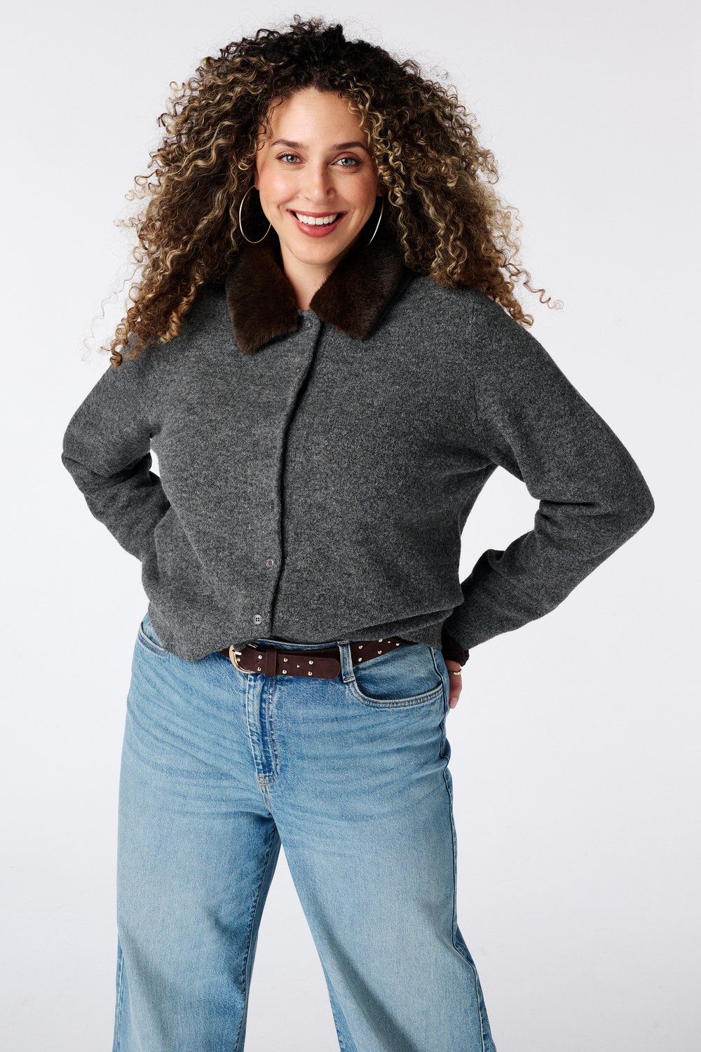 MS Mode Vest Vestje met imitatiebond kraag