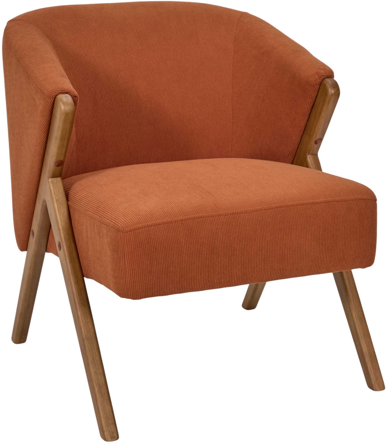 MISOU Fauteuil - Eetkamerstoel - Dinerstoel - Loungestoel Met Armleuning - Stof - Hout - Terracotta - HERITAGE