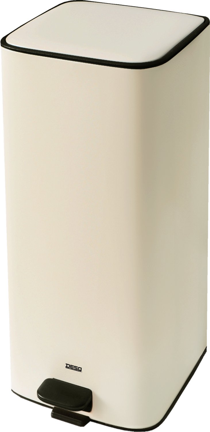 DESQ® Pedaal Prullenbak 30 liter – RVS afvalbak – Onzichtbare afvalzakbevestiging – RVS – Binnenemmer – Softclose – Dutch Design - Beige