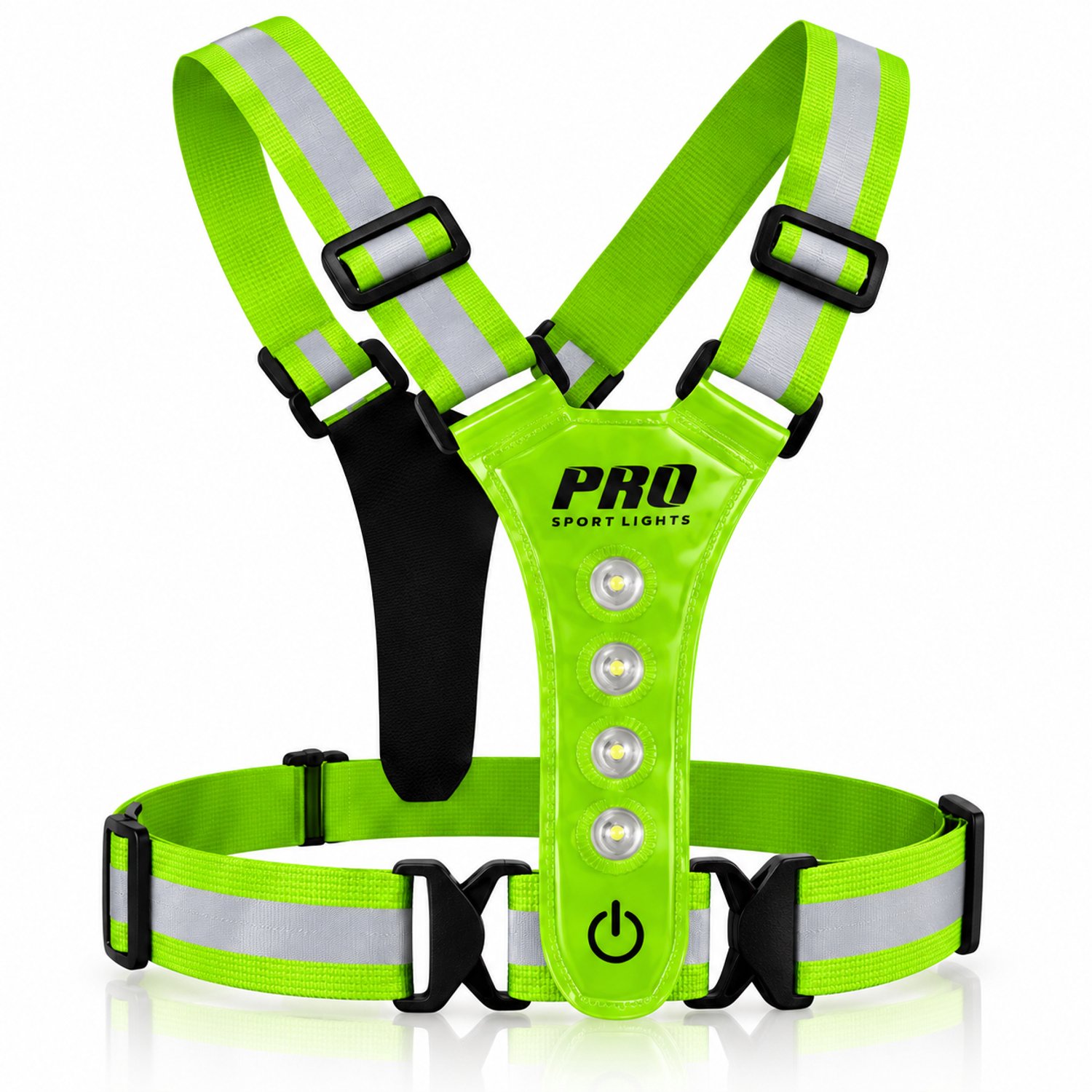 Hardloopvest Met Verlichting en Reflectoren LED Veiligheidsvest USB-C Oplaadbaar Fietsen One Size Fluogeel