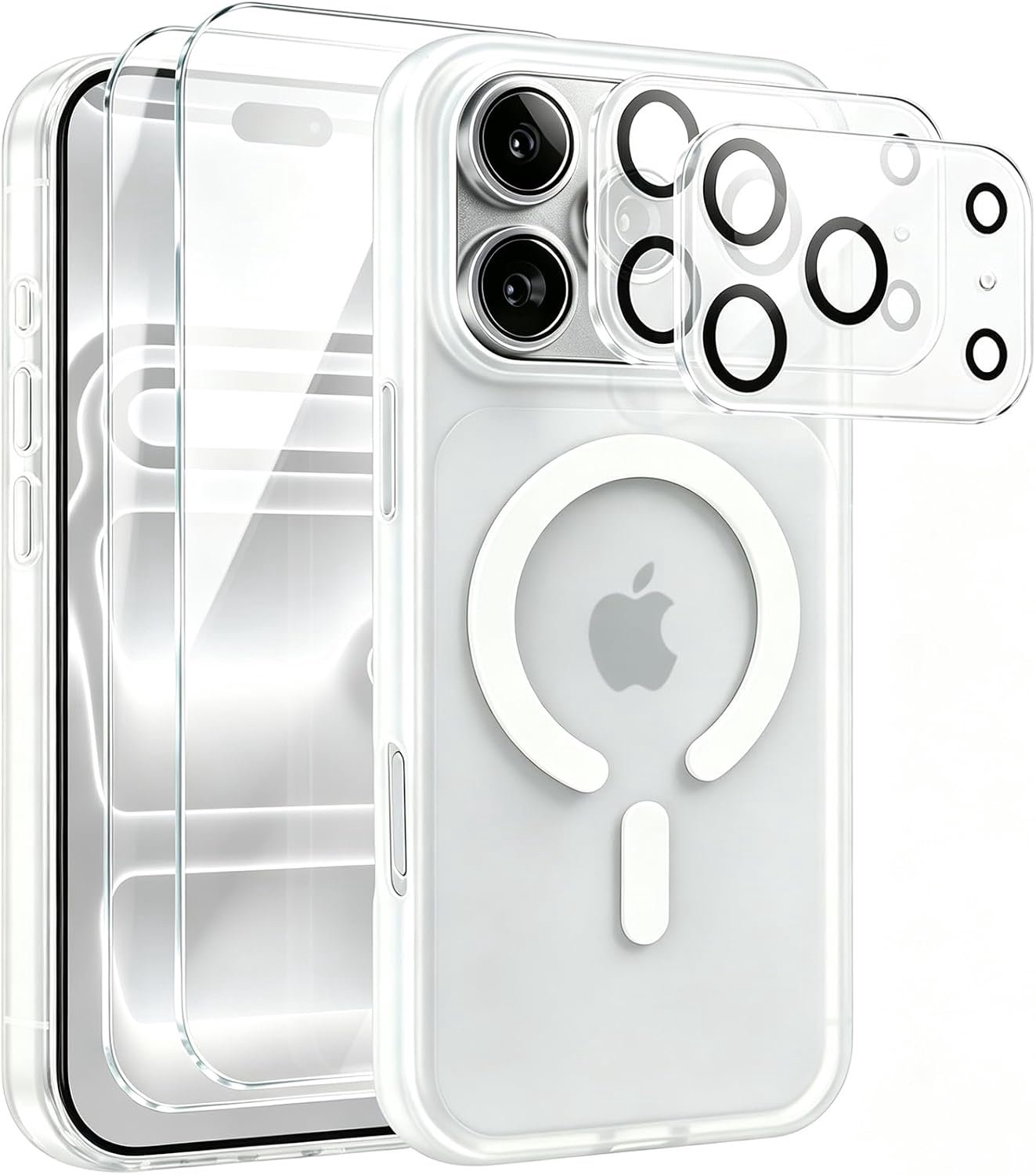 Zandarix Geschikt voor Apple iPhone 18 Pro Max - 2 Stuks Screenproctor - 2 Stuks Cameralensbescherming - Geschikt voor Mag - Krasbestendig - Antislip - Back Cover Hoesje - Mat Transparant