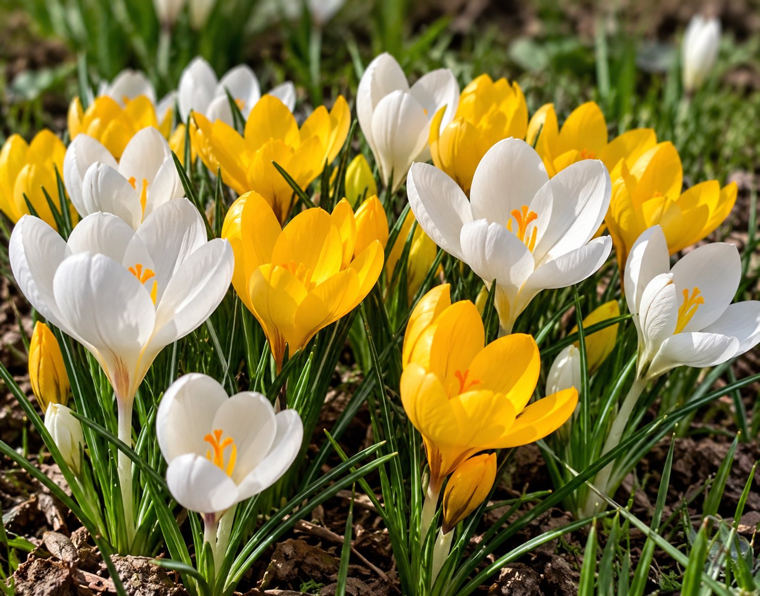 50 Bollen Crocus wit - geel mix maat 6/+
