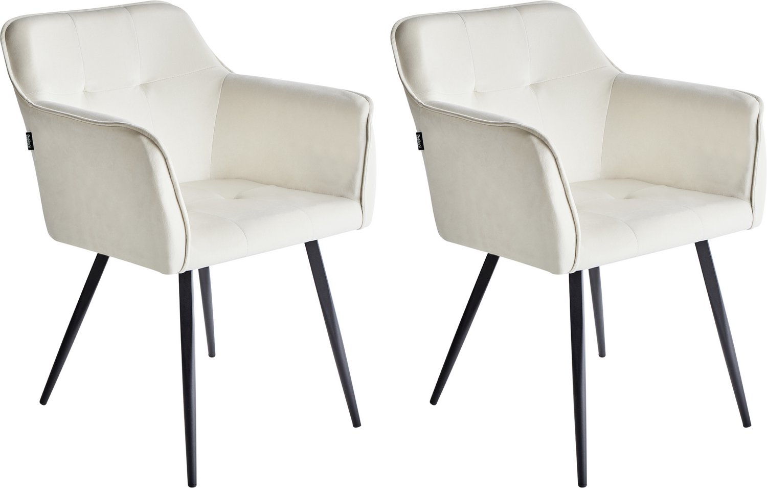 Beliani JASMIN - Eetkamerstoel set van 2 - Lichtbeige - Fluweel