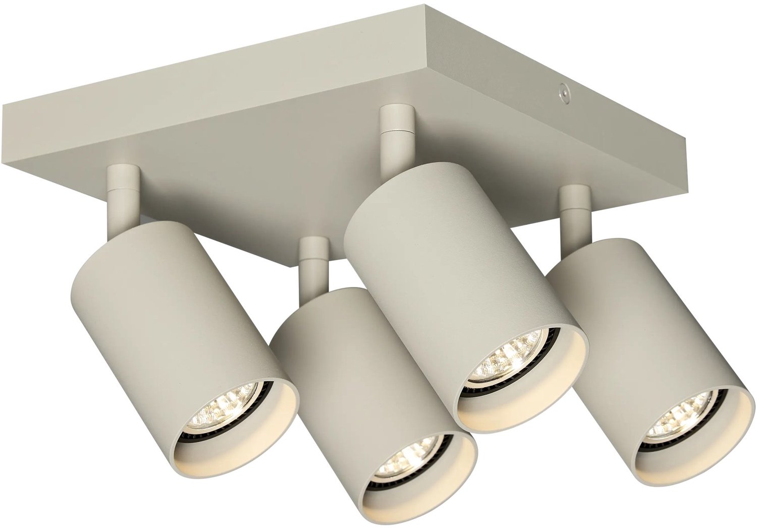 TABOO plafondspot met 4 lichtpunten, vierkante basis en beige afwerking, uit de Deco-collectie.