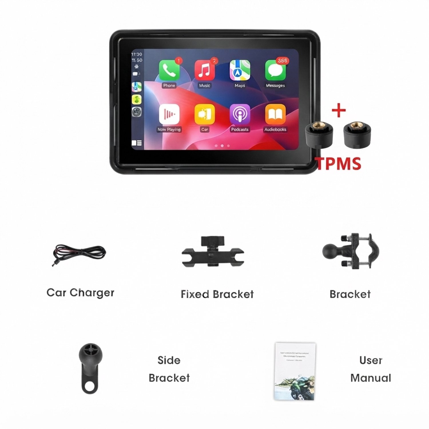 Archi 5 inch Motor Navigatiescherm – Draadloos CarPlay & Android Auto – GPS – Bluetooth – IPX7 – 128GB Ondersteuning - 5Inch