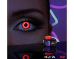 UV Rode Kleurlenzen - Rode uv-contactlenzen zonder sterkte - gekleurde contactlenzen met speciaal uv-effect voor carnaval en cosplay