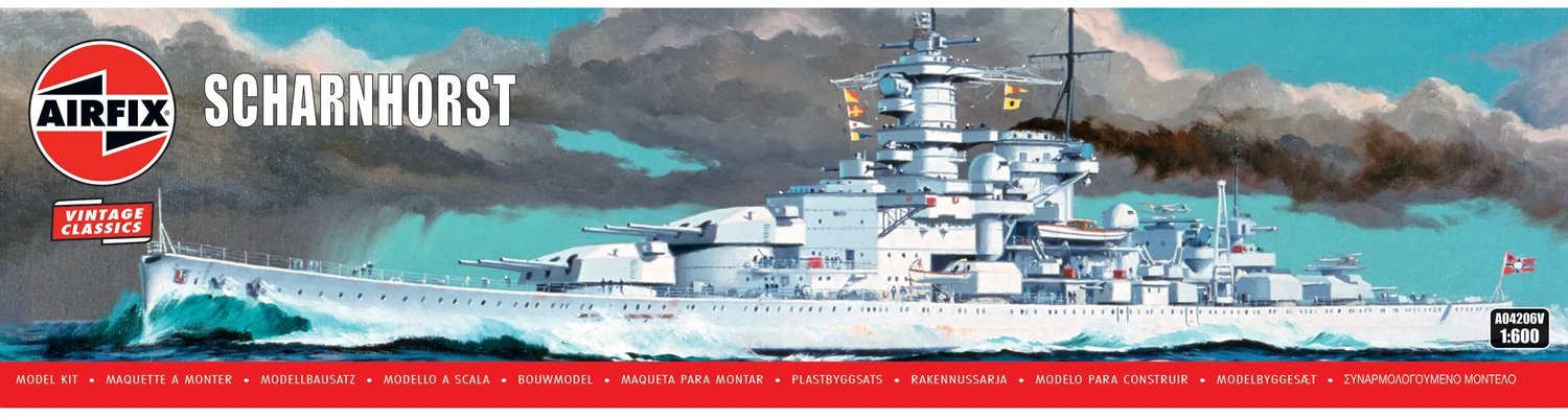 Airfix Modelbouwpakket Schepen - 04206V Scharnhorst WWII - Scharnhorst-klasse - Vintage Classics - Duits Slagschip Plastic - 1:600 - Modelbouw