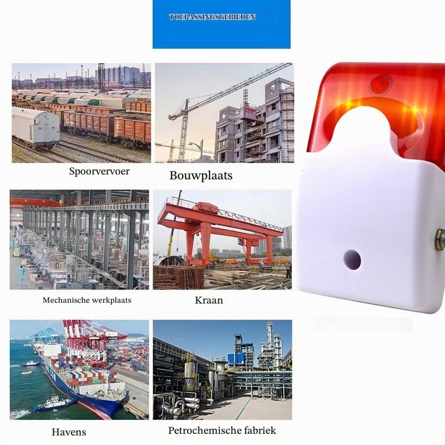Alarmhoorn 12V - 110dB - Rood - Met knipperlicht en strobe sirene voor beveiliging - Vemera