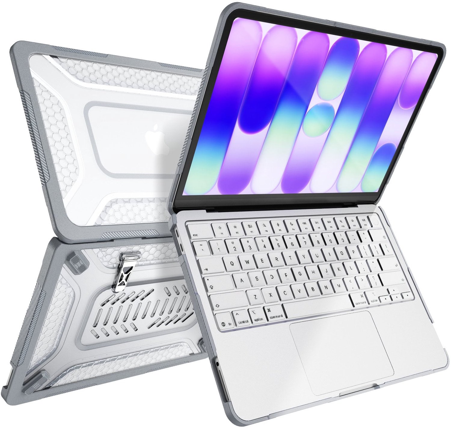 Turtle Shift laptopcover - Geschikt voor MacBook Neo 13 inch 2026 A18 - Hardcase - Grijs en zilver