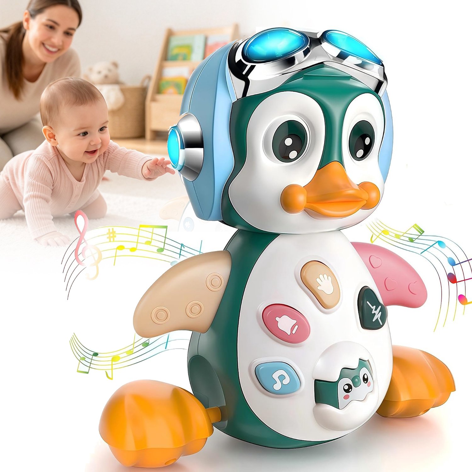 Muzikaal Oplichtend Pinguïn-Kruipspeelgoed - Interactief Muzikaal Leer- En Loopspeelgoed Voor Baby's - Kruipende Pinguïn-Speelgoed