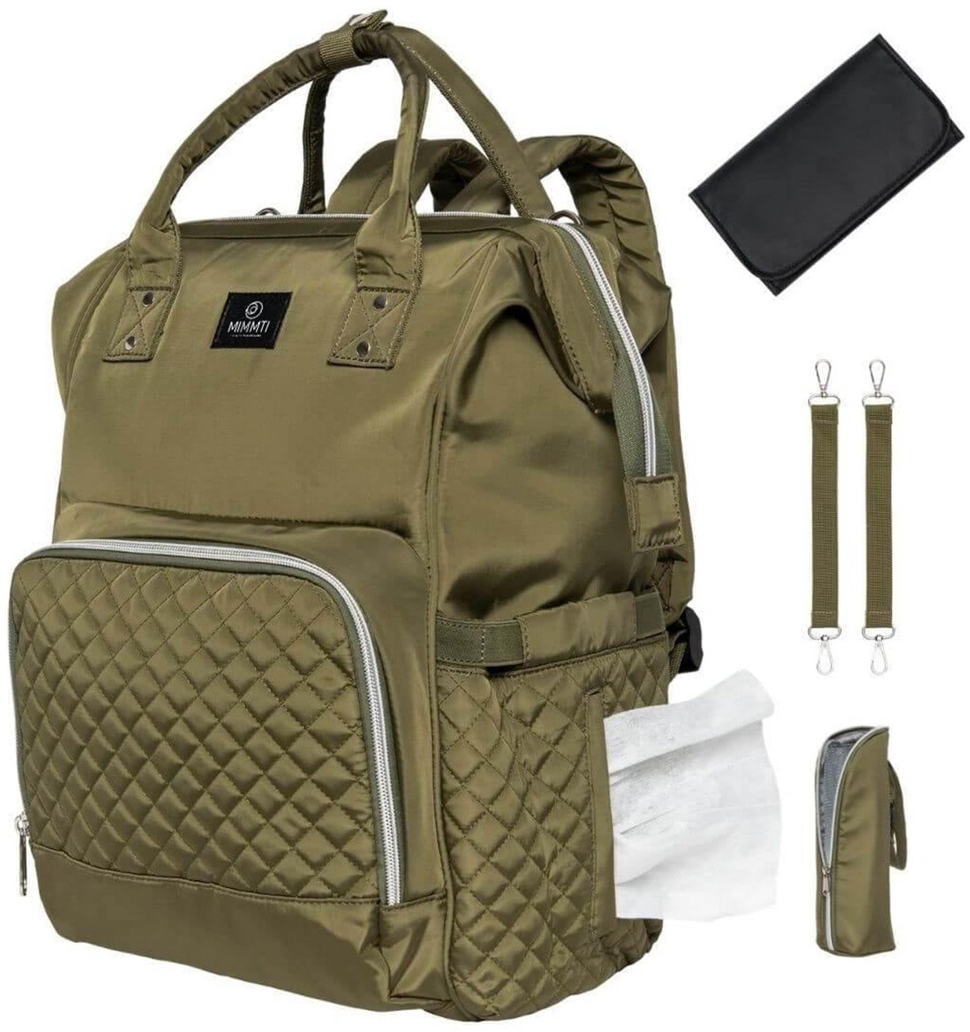 Bol.com MIMMTI Luiertas Rugzak met Verschoonmatje - Blijft vanzelf open - 21 L - Incl. flessenwarmhouder en kinderwagenclips - O... aanbieding