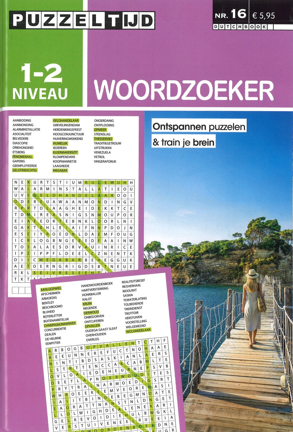 Puzzeltijd Woordzoeker Puzzelboek – Niveau 1-2 Sterren – 96 Pagina’s
