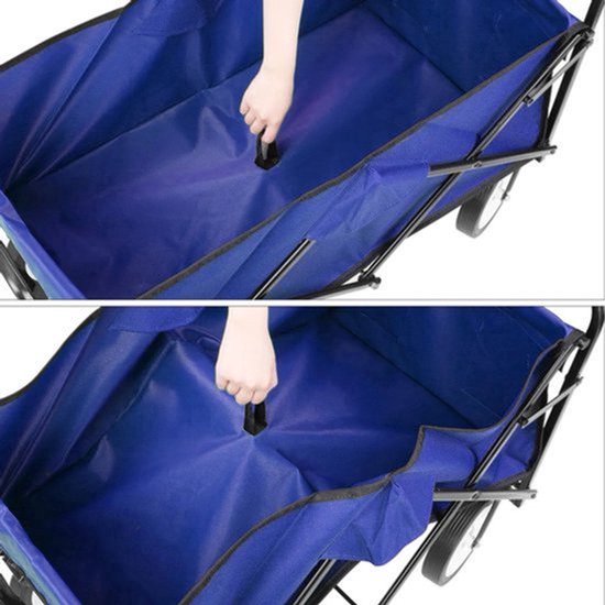 Bolderkar - Tuinwagen - Opvouwbare - Stevige Transportkar 110L - Heavy Duty Camping Trolley - Grote Wielen - en Waterdicht - Voor Tuin - Strand - en Boodschappen - Blauw — afbeelding 2