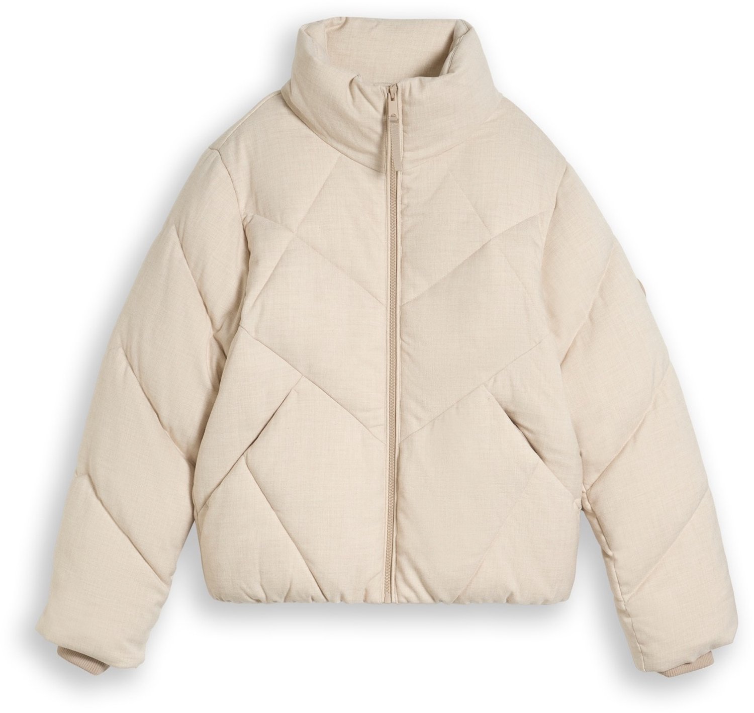 Tom Tailor - Pufferjack van waterafstotend materiaal - Maat XS - soft taupe grey melange