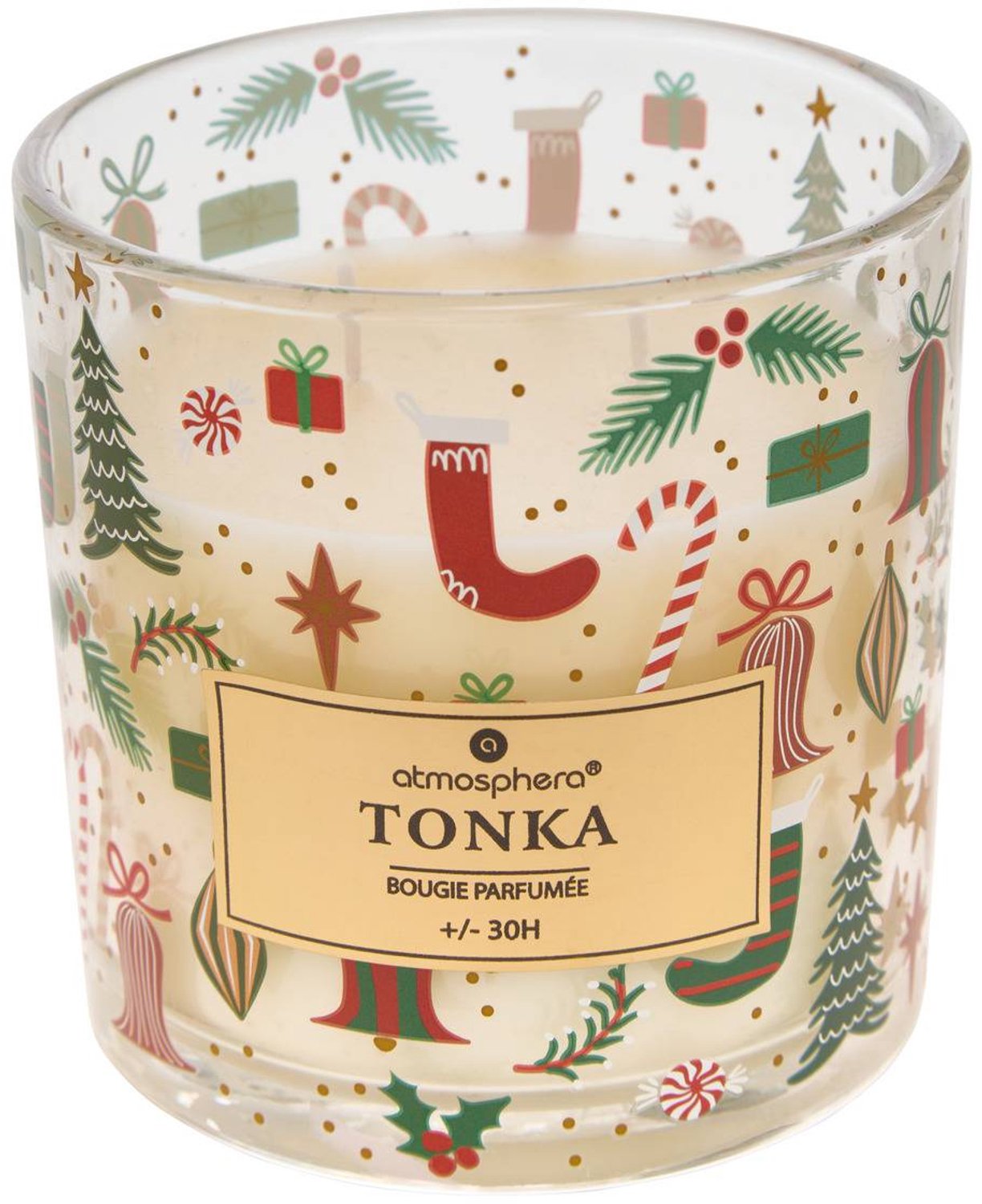 Feeric lights & Christmas Geurkaars in glazen pot, traditioneel kerstmotief, 260 g Multicolore