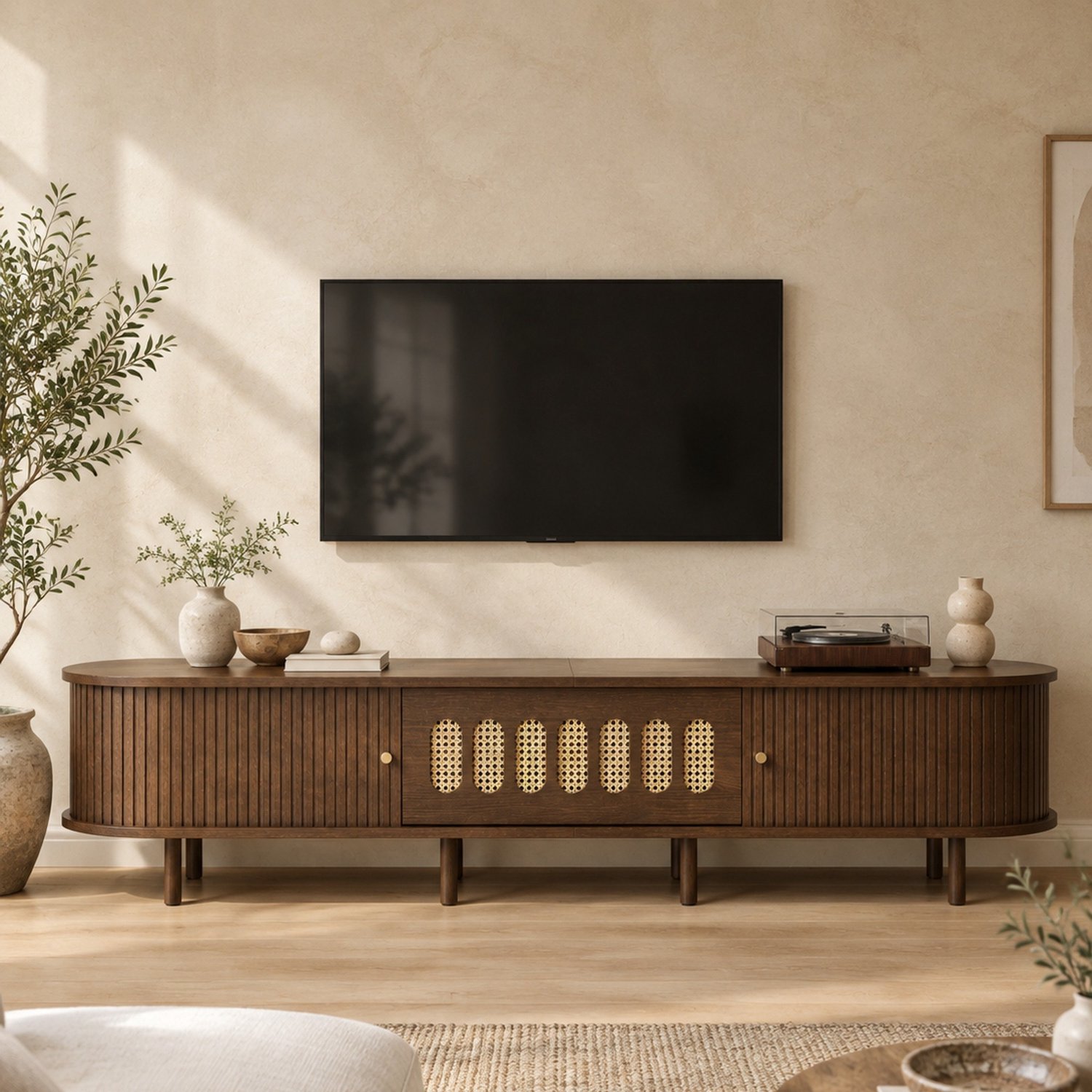 CHICFURN TV-meubel - 30 kg draagvermogen - 8 poten - Walnoot