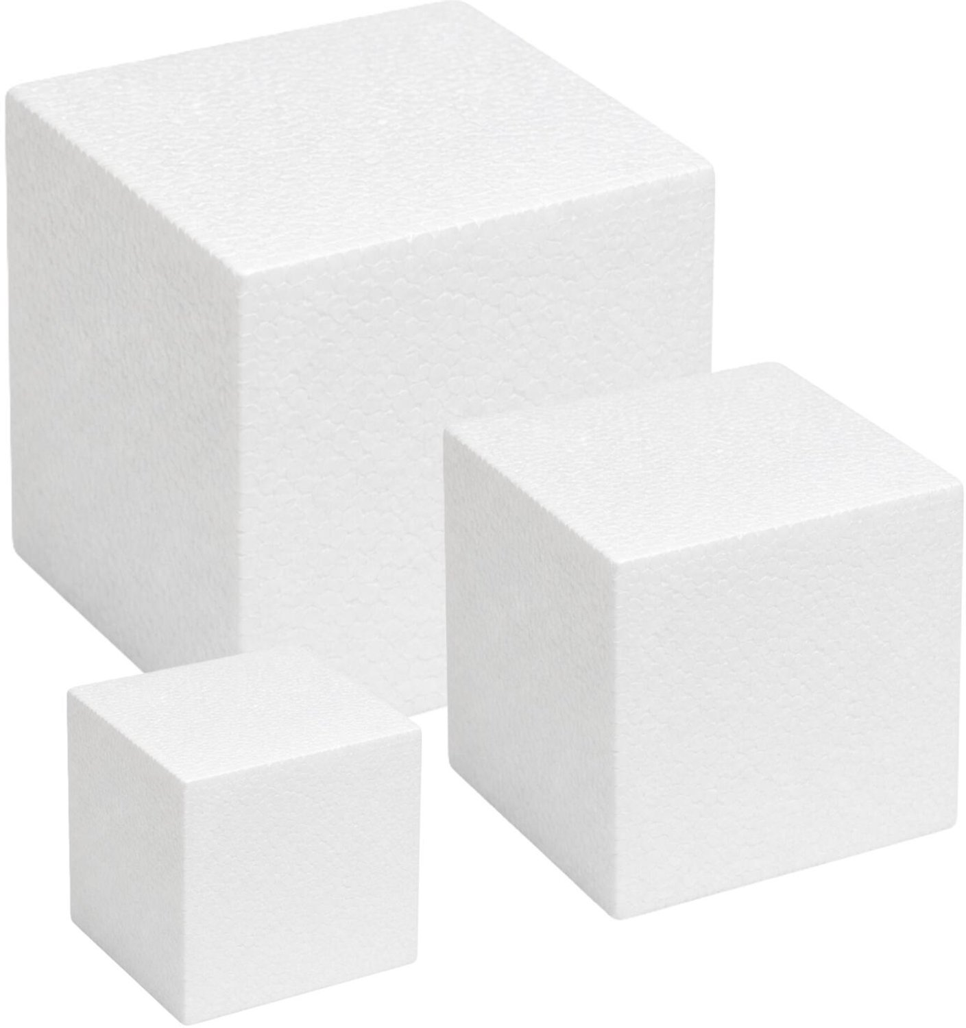 Piepschuim vormen kubus - 3x - 10-15-20 cm - styropor hobby / DIY vorm - basis knutselfiguren