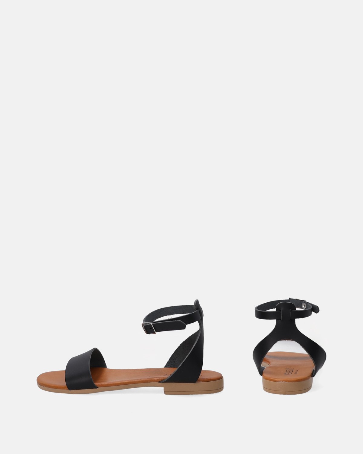 Dames Sandalen - Zwart - Rundleer - Hak van 1,5 cm