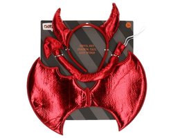 Duivel Set Halloween - 3-delig Rood - Kinderen en Volwassenen