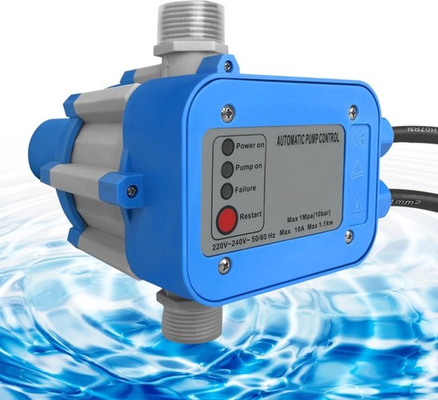 Automatische drukschakelaar voor waterpomp 10 bar – bediening van de pomp 1,1 kW IP65 - Zorgt voor een constante waterdruk in huis en tuin