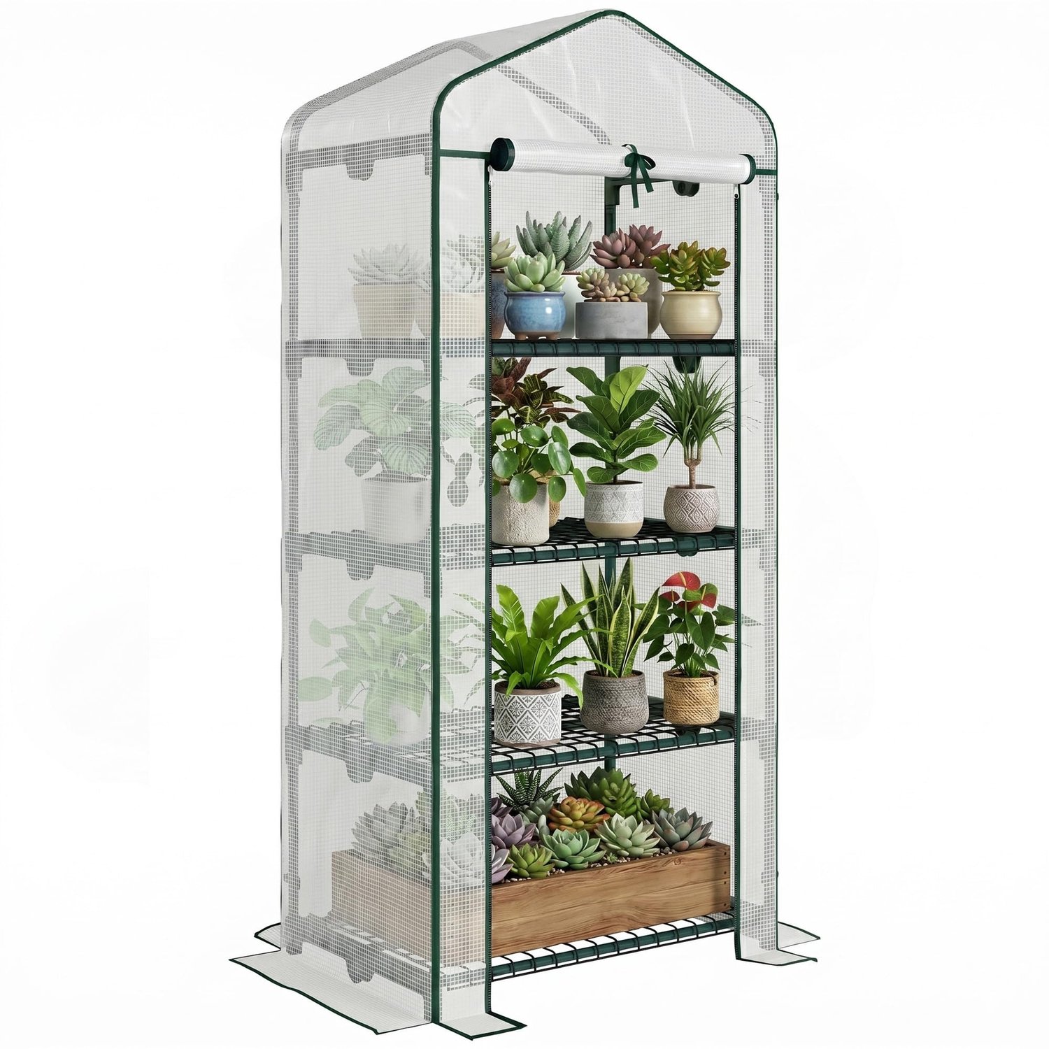 Famanu – Kweekkas met 4 tralieplanken, wit, 70 x 50 x 160 cm, geschikt voor tomaten en planten