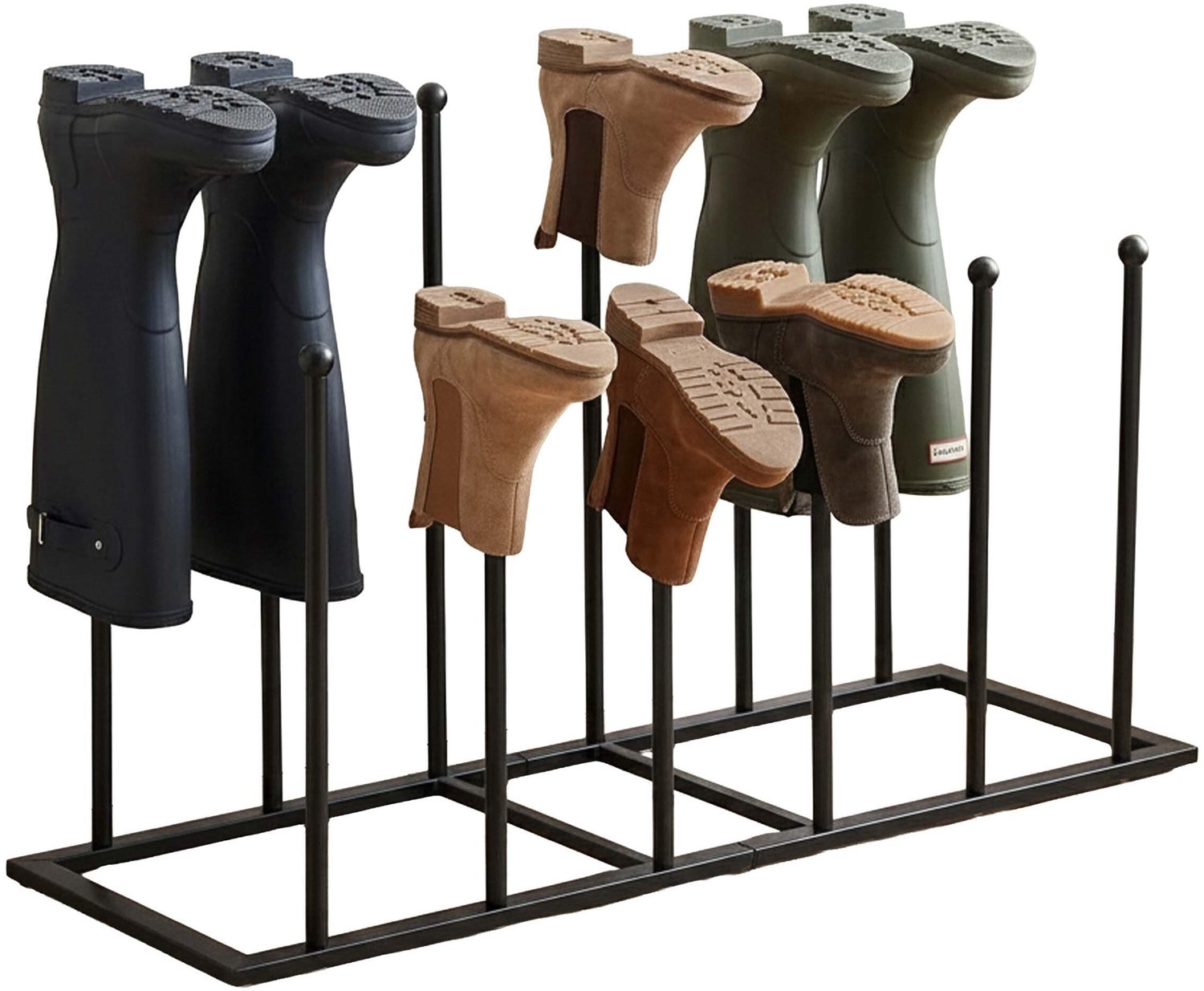 Famanu – Laarzenhouder voor 6 paar, zwart metaal, 45x73x25 cm, ruimtebesparend